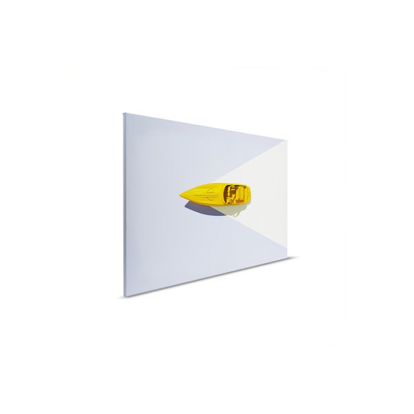 Gelbes Spielzeugboot auf Leinwand