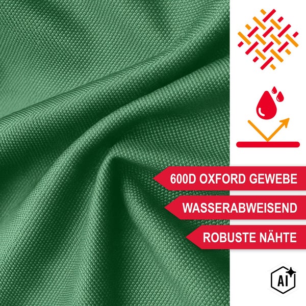 Detailansicht von robustem 600D Oxford Gewebe, wasserabweisend mit stabilen Nähten.