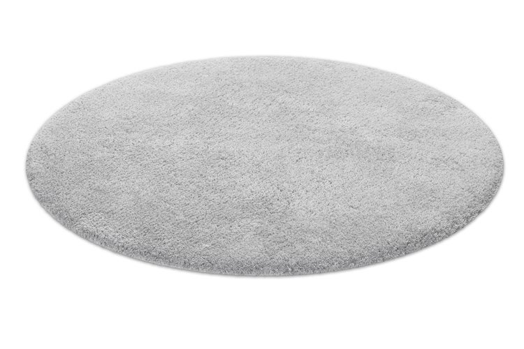 Runder Hochflor-Teppich in Hellgrau