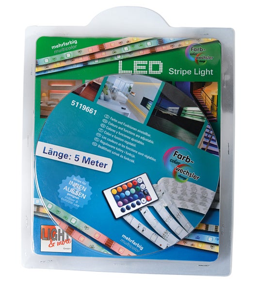 LED Stripe Light Farbwechsler 5 Meter mit Fernbedienung in Verpackung