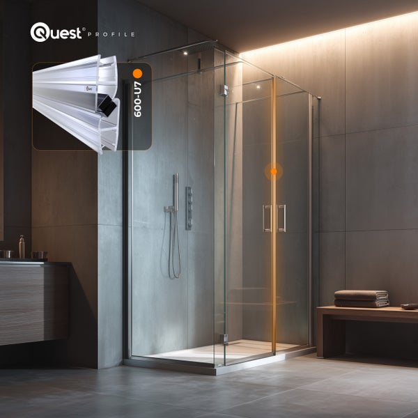 Begehbare Dusche mit Quest Profile Dichtung 600-U7 in modernem Badezimmer