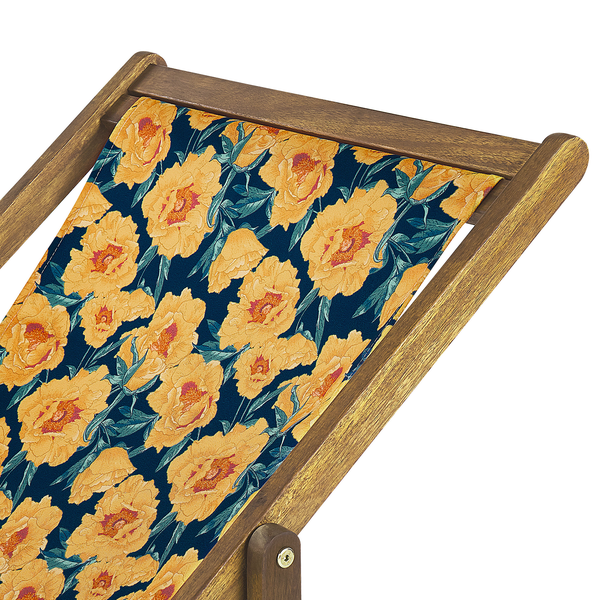 Set mit 2 klappbaren Liegestühlen ANZIO mit Ersatzstoffen Blumenmuster Akazienholz Hellbraun