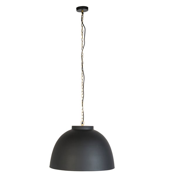 Hängelampe schwarz mit Messing innen 60 cm - Hoodi