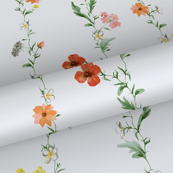 Sanders und Sanders Tapete Blumen Orange, Grün und Weiß - 53 cm x 10 m - 640174