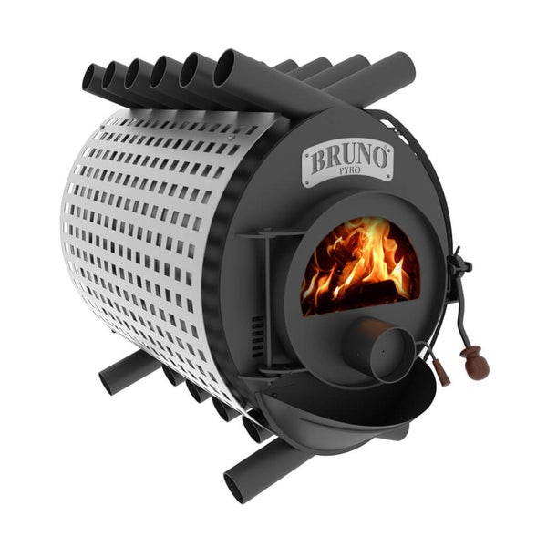 Bruno Pyrolyseofen mit Flammen im Brennraum