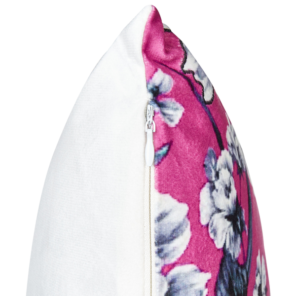Dekokissen 2er Set KOELERIA Samtstoff 45 x 45 cm Fuchsia Blumenmuster