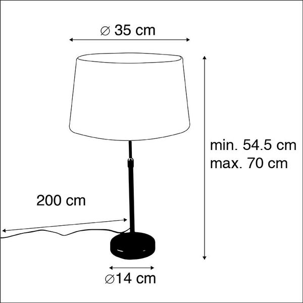 Bronze Tischlampe mit Leinenschirm taupe 35 cm - Parte