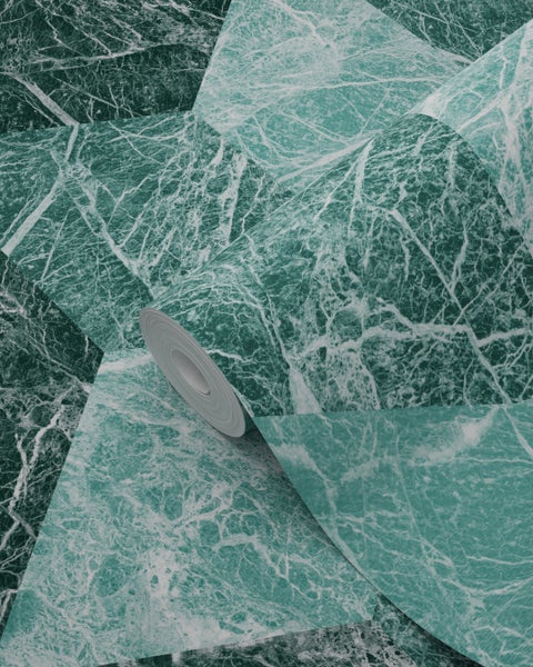Origin Wallcoverings Tapete 3D Marmor Motiv Smaragdgrün - 53 cm x 10.05 m - 347319