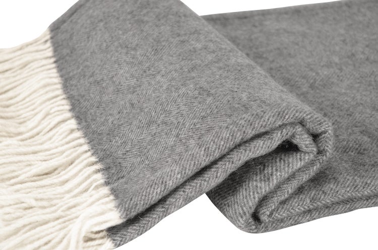 Decke Wohndecke Gartendecke 100 % Merinowolle 140 x 200 cm grau premium