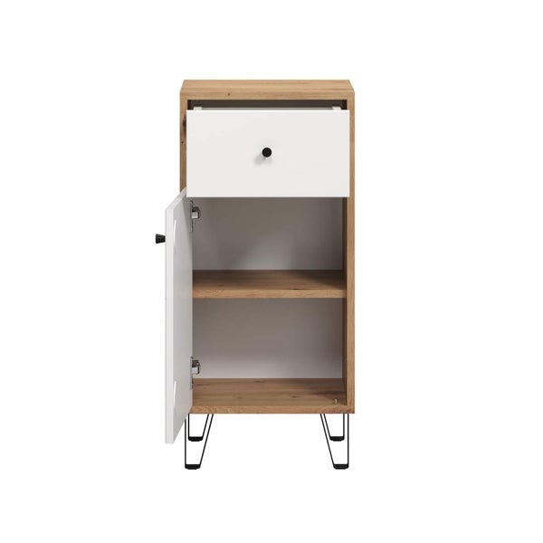 Touch Badschrank weiß matt, Eiche dekor. 36 X 29 X 79 cm