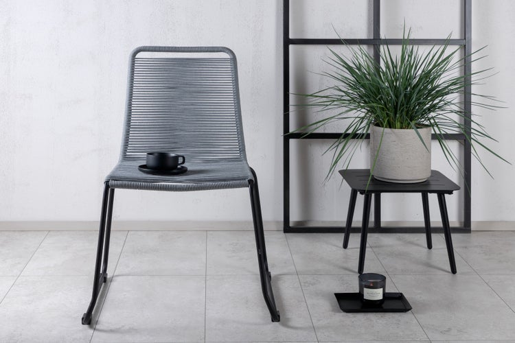 Lindos Gartenstuhl mit Armlehnen stapelbar schwarzgrau. 4er Set