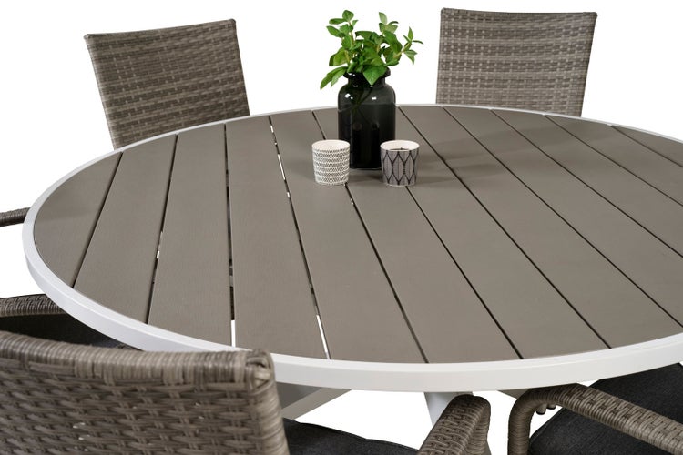 Parma Gartenset Tisch Ø140cm und 6 Stühle Anna grau. 140 X 140 X 73 cm