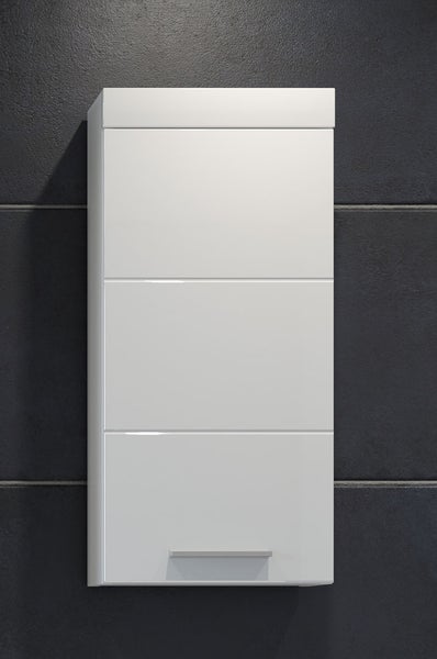 Devon Bad Hänge Stauraumelement 1 Tür weiß, weiß Hochglanz. 35 X 16 X 75 cm