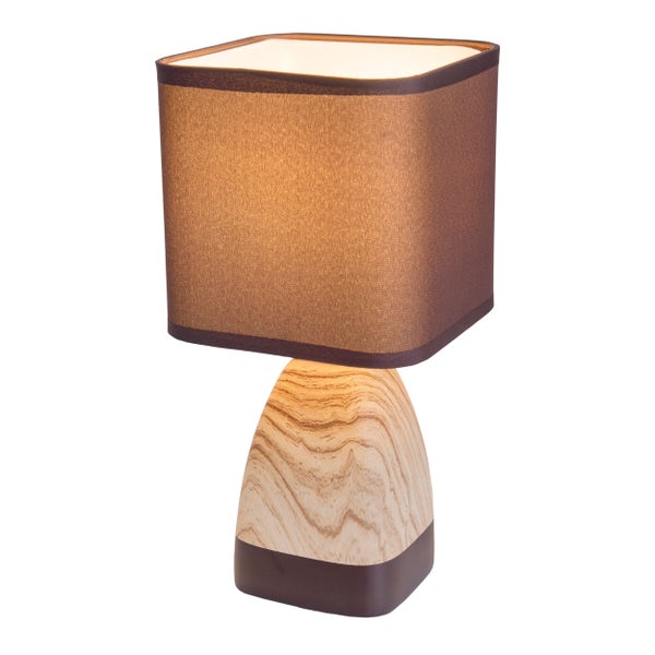 Keramiktischleuchte DORIAN aus Keramik in braun/natur mit E14 Fassung, Tischlampe für Wohnräume 31 cm hoch