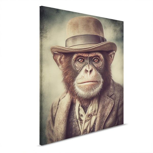 Illustration eines Schimpansen mit Hut und Anzug