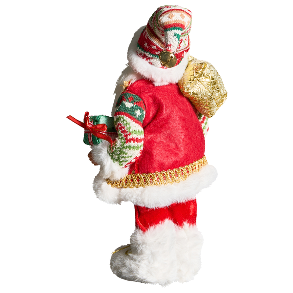 Dekorativer Weihnachtsmann mit Geschenken und Sack