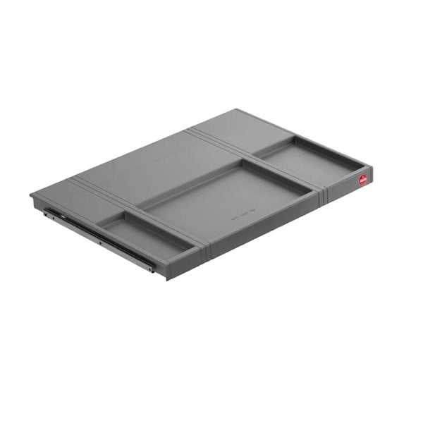 Hailo Universal-Ablageschale für Werkzeuge und Kleinteile aus grauem Kunststoff.