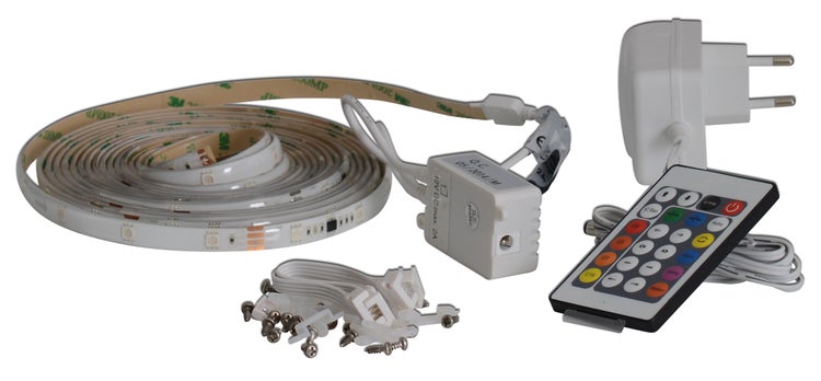 LED-Streifen mit Fernbedienung, Netzteil und Zubehör