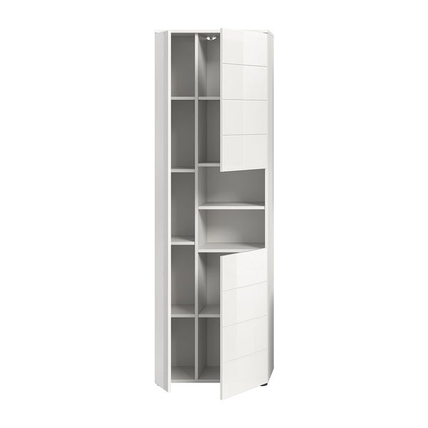 Vira Hochschrank Bad 3 Türen 2 Fächer weiß Hochglanz, weiß. 60 X 34 X 190 cm
