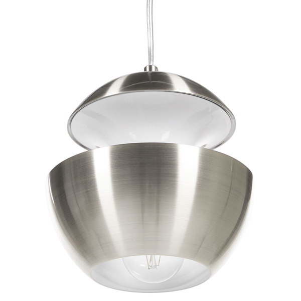 Hängelampe Metall silber / weiß glänzend Kugelform BOJANA