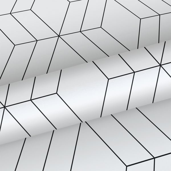 Walls4You Tapete grafische Linien Schwarz-Weiß - 53 cm x 10.05 m - 935327