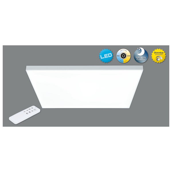 LED Panel-Deckenleuchte CARENTE Seitenlänge 45 cm, rahmenlos, viele Funktionen, aus Metall und Kunststoff, weiß, integrierte LEDs