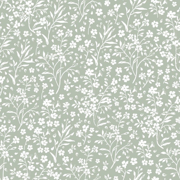 ESTAhome Tapete Blumen Mintgrün - 50 x 900 cm - 139879