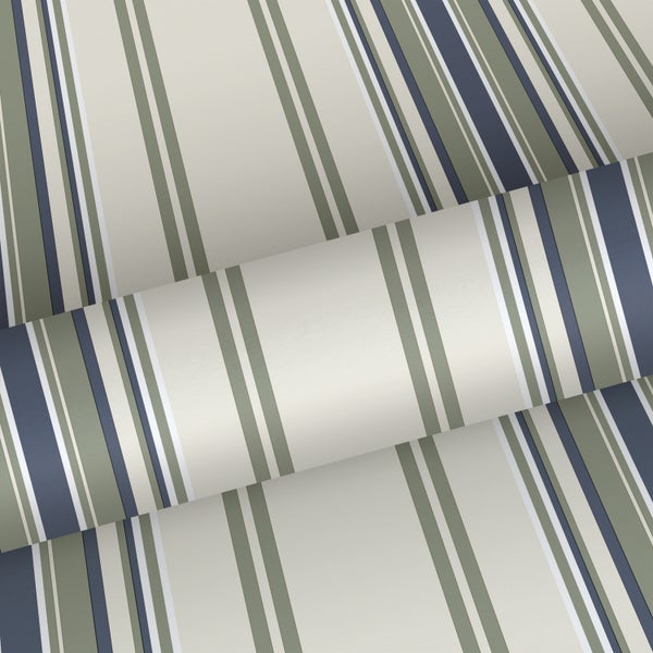 Sanders und Sanders Tapete Streifenmuster Beige und Blau - 50 x 900 cm - 935389