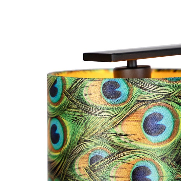 Hängelampe mit Samtschirmen Pfau mit Gold 20cm - Combi 3 Deluxe
