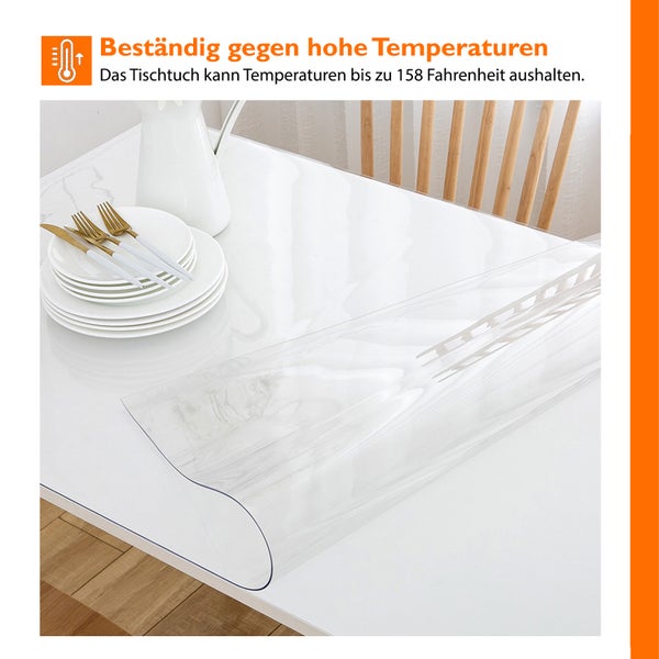Simple Fix Tischdecke Transparent – Tischfolie Transparent – Durchsichtige PVC Tischschutz – 2mm – 100cm x 200cm