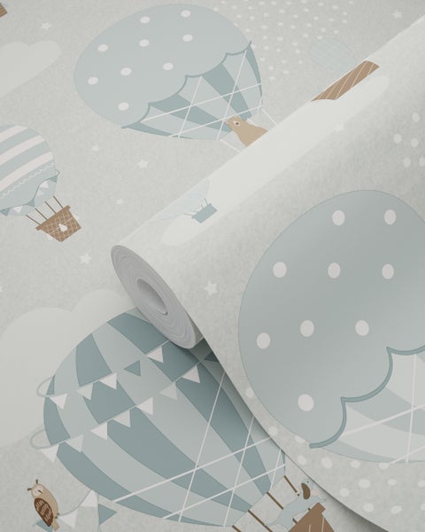 ESTAhome Tapete Luftballons Blau - 50 x 900 cm - 131345