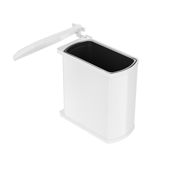 Einbaumülleimer mit Schwenkautomatik für Küchenschränke, inklusive Inneneimer und Deckel.