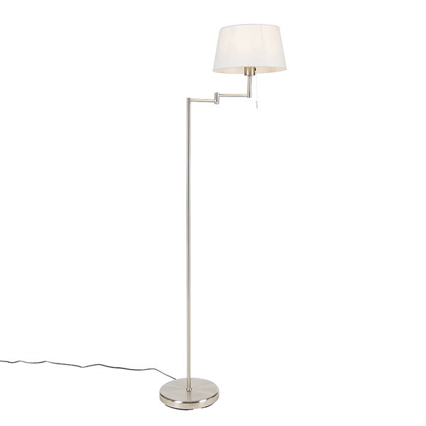 Klassische Stehlampe Stahl mit weißem Schirm verstellbar - Ladas