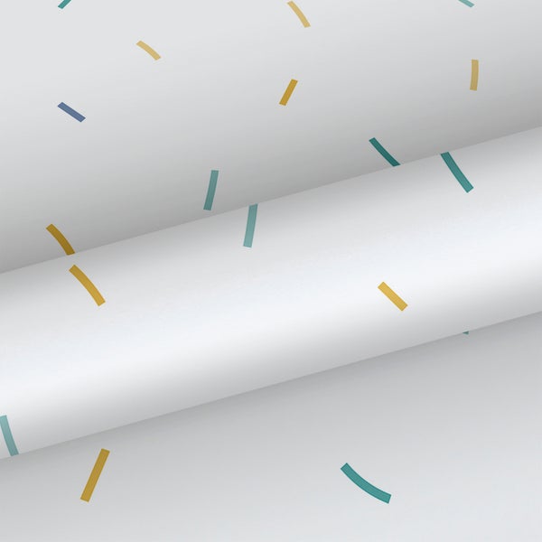 Sanders und Sanders Tapete Konfetti Gelb, Blau und Weiß - 53 cm x 10 m - 640447