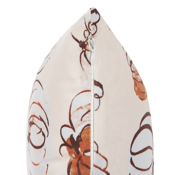 Dekokissen CUCURBITA Samtstoff 45 x 45 cm Beige Pflanzenmuster