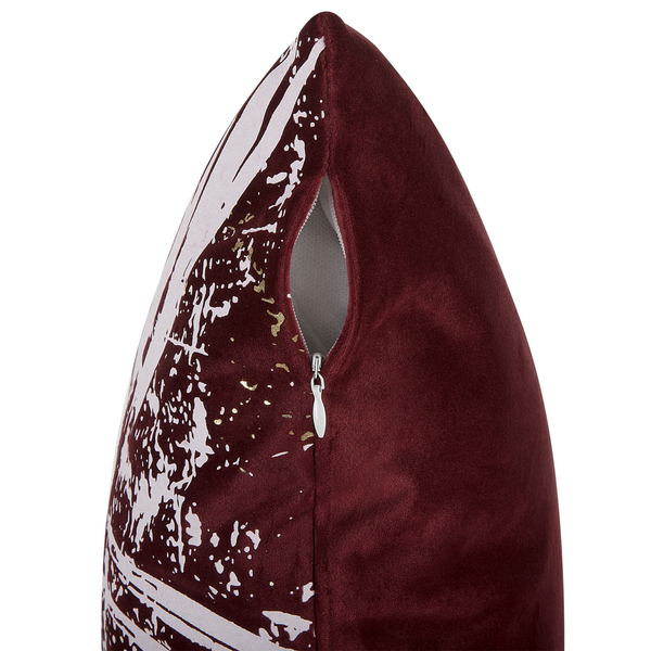 Dekokissen 2er Set CALLA Samtstoff 45 x 45 cm Rot Pflanzenmuster
