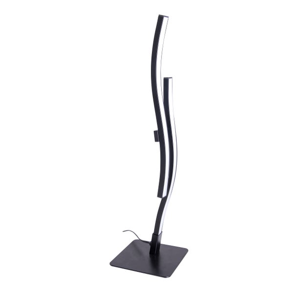 LED Tischleuchte Onda,  Tischlampe aus Metall und Kunststoff in Schwarz,, mit fest verbauten LEDs, Beleuchtung für Wohnzimmer, Büro oder Nachttisch 44 cm hoch