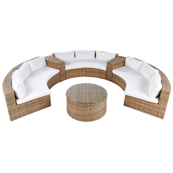 Lounge Set mit Tisch 9-Sitzer SEVERO Polyrattan Goldbraun