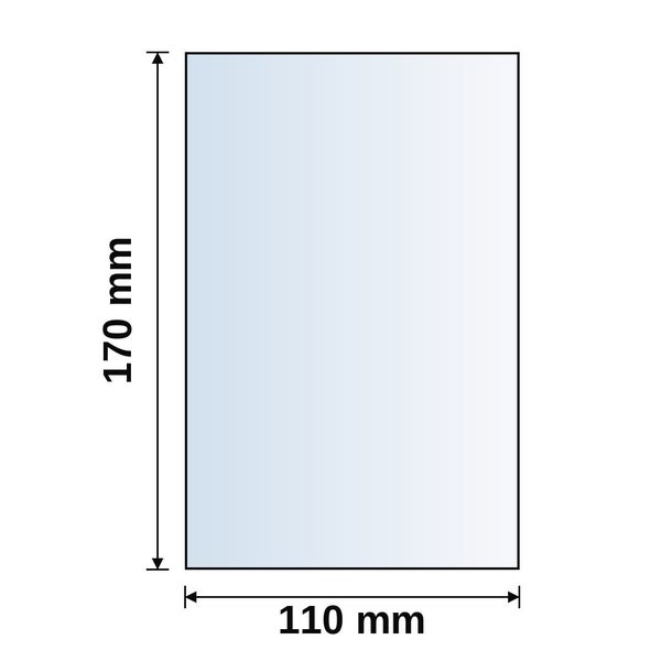 Rechteck mit Abmessungen 110 Millimeter Breite und 170 Millimeter Höhe.