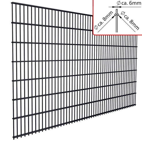 Doppelstabzaunmatte Draht: 8/6/8 mm Breite: 2,5 m Höhe: 1830 mm Anthrazit