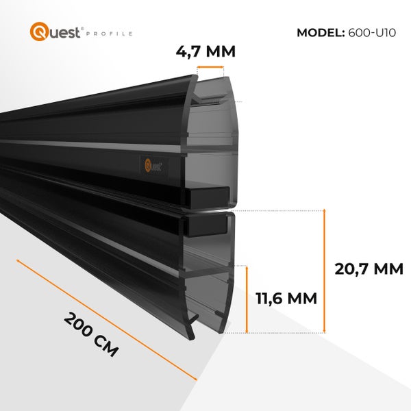 Quest Profil 600-U10 mit Maßangaben