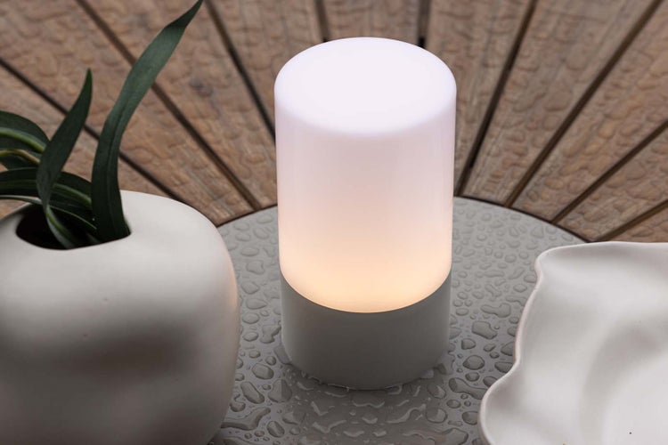 Tubu Tischleuchte LED für den Außenbereich grau. 10 X 10 X 18 cm