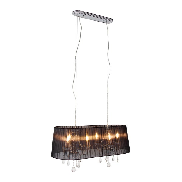 Kronleuchter Chrom mit Schwarz 80 cm 6 Lichter - Ann-Kathrin
