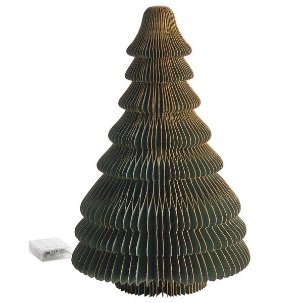 Dekorativer Tannenbaum aus Pappe mit Batteriebetriebener Beleuchtung