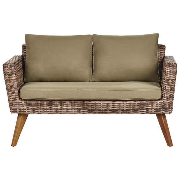 Zweisitzer Gartensofa aus Rattan mit Kissen