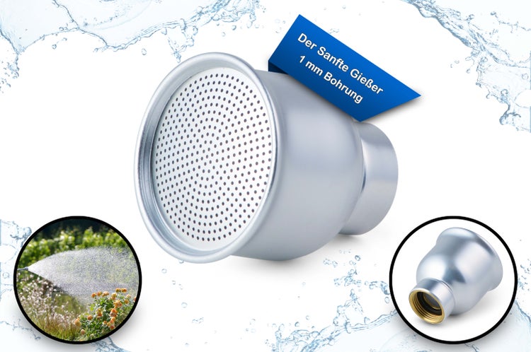 Brausekopf für schonendes Gießen mit 1 mm Bohrung