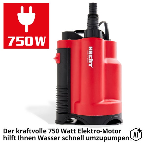 Hecht Tauchpumpe mit 750 Watt Leistung für Garten und Haushalt