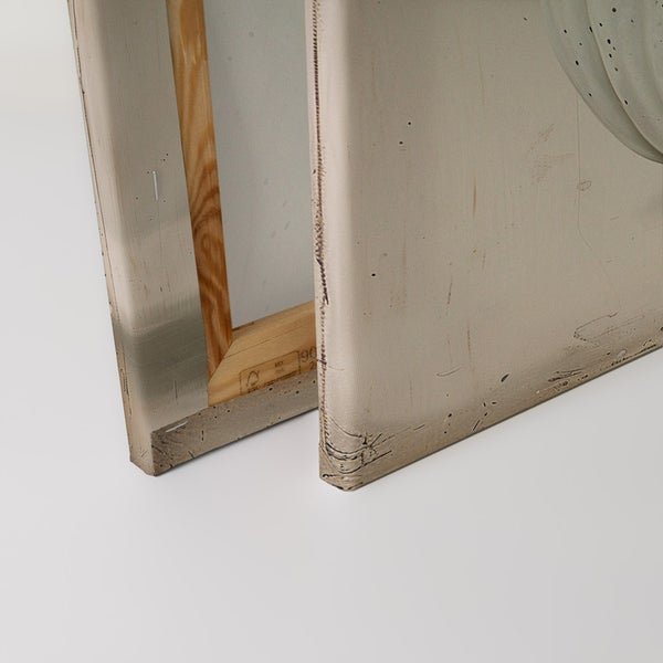 Rückseite einer Leinwand mit Holzrahmen