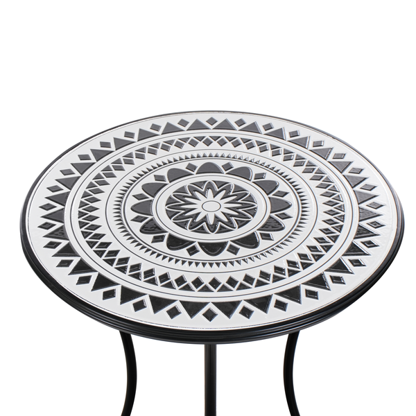 Outdoor Bistrotisch COMISO 60 cm 60 cm Metall Schwarz / Weiß