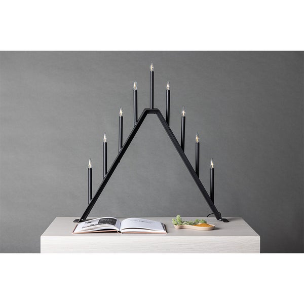 Åre Adventsleuchter elektrisch 9 Lichter schwarz. 64 X 9 X 64 cm